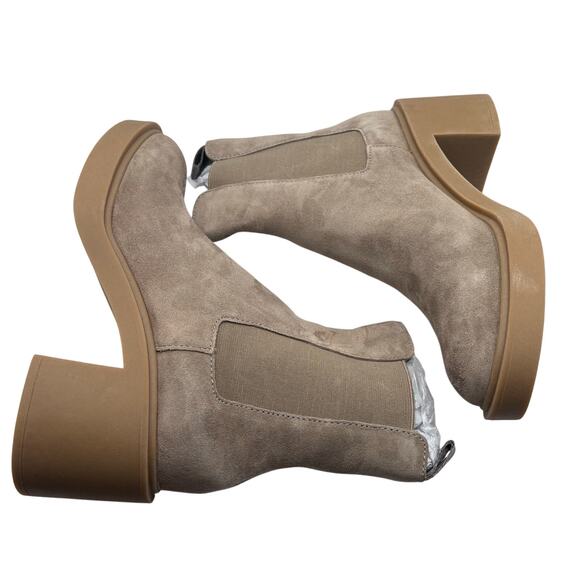 Dolce Vita Caster Tan Suede 7M Gage Leather Ankle Boots Bootie Chunky Mushroom - Picture 7 of 9